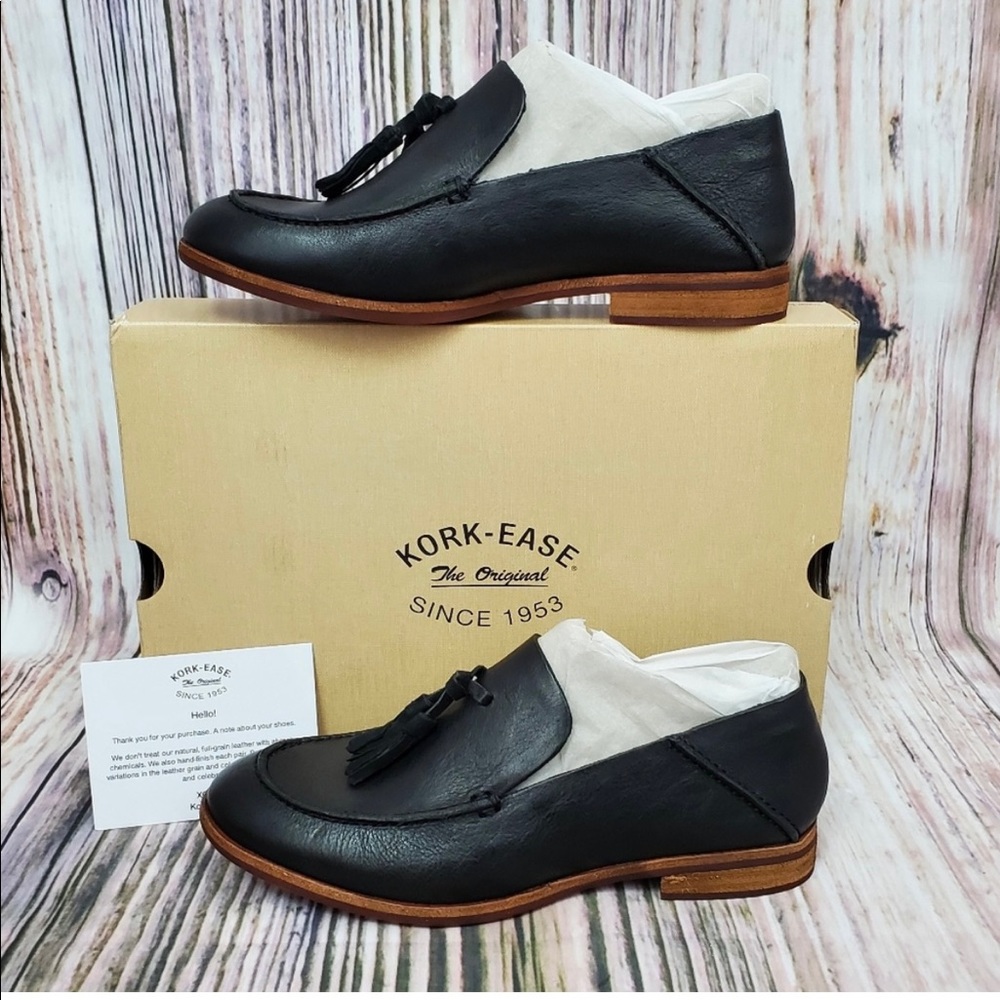 Kork-Ease Black Tinga Leather Tassel Loafers